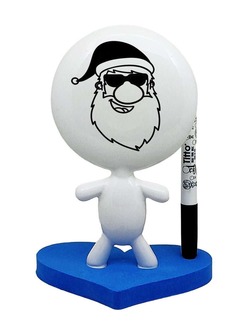 Estudio MW Valentine's Day Gifts - TITTO in Love, Draw Your Ideas - Home Gift - Deco Your Desk - Ceramic Doll - Titto The Dry Erase Message & Memo Doll Whiteboard - Blue Office (Blue) - Image 3